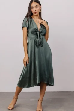 Baltic Born SALE|Poppy Satin Midi Dress | Winter Green