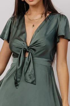 Baltic Born SALE|Poppy Satin Midi Dress | Winter Green