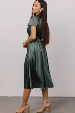 Baltic Born SALE|Poppy Satin Midi Dress | Winter Green
