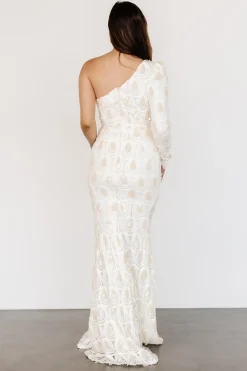 Baltic Born embellished + sequined|Porscha One Shoulder Gown | Cream