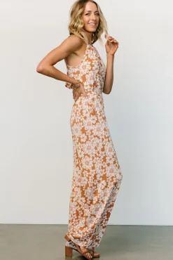 Baltic Born JUMPSUITS + ROMPERS|Porto Tie Jumpsuit | Camel Floral