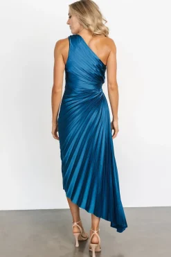 Baltic Born maxi dresses|midi dresses|Presley One Shoulder Pleated Dress | Sapphire