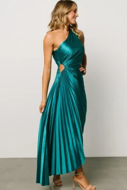 Baltic Born maxi dresses|midi dresses|Presley One Shoulder Pleated Dress | Green