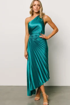 Baltic Born maxi dresses|midi dresses|Presley One Shoulder Pleated Dress | Green