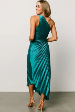 Baltic Born maxi dresses|midi dresses|Presley One Shoulder Pleated Dress | Green