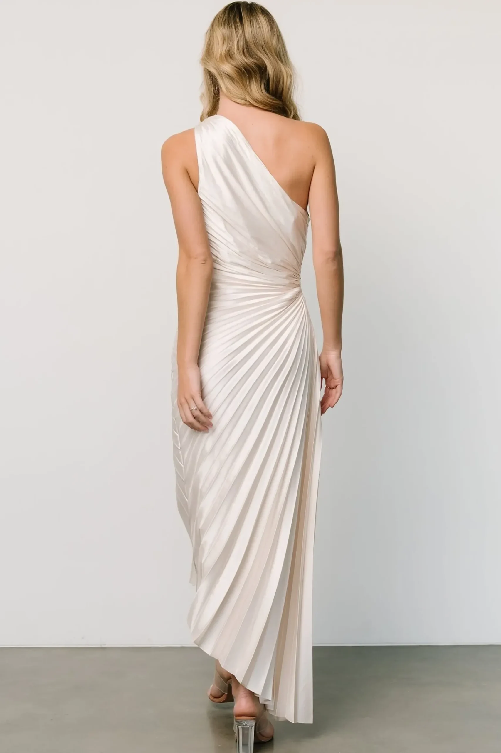 Baltic Born maxi dresses|midi dresses|Presley One Shoulder Pleated Dress | Pearl