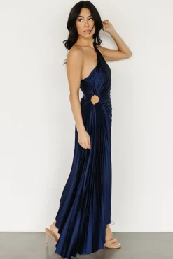 Baltic Born maxi dresses|midi dresses|Presley One Shoulder Pleated Dress | Midnight Blue