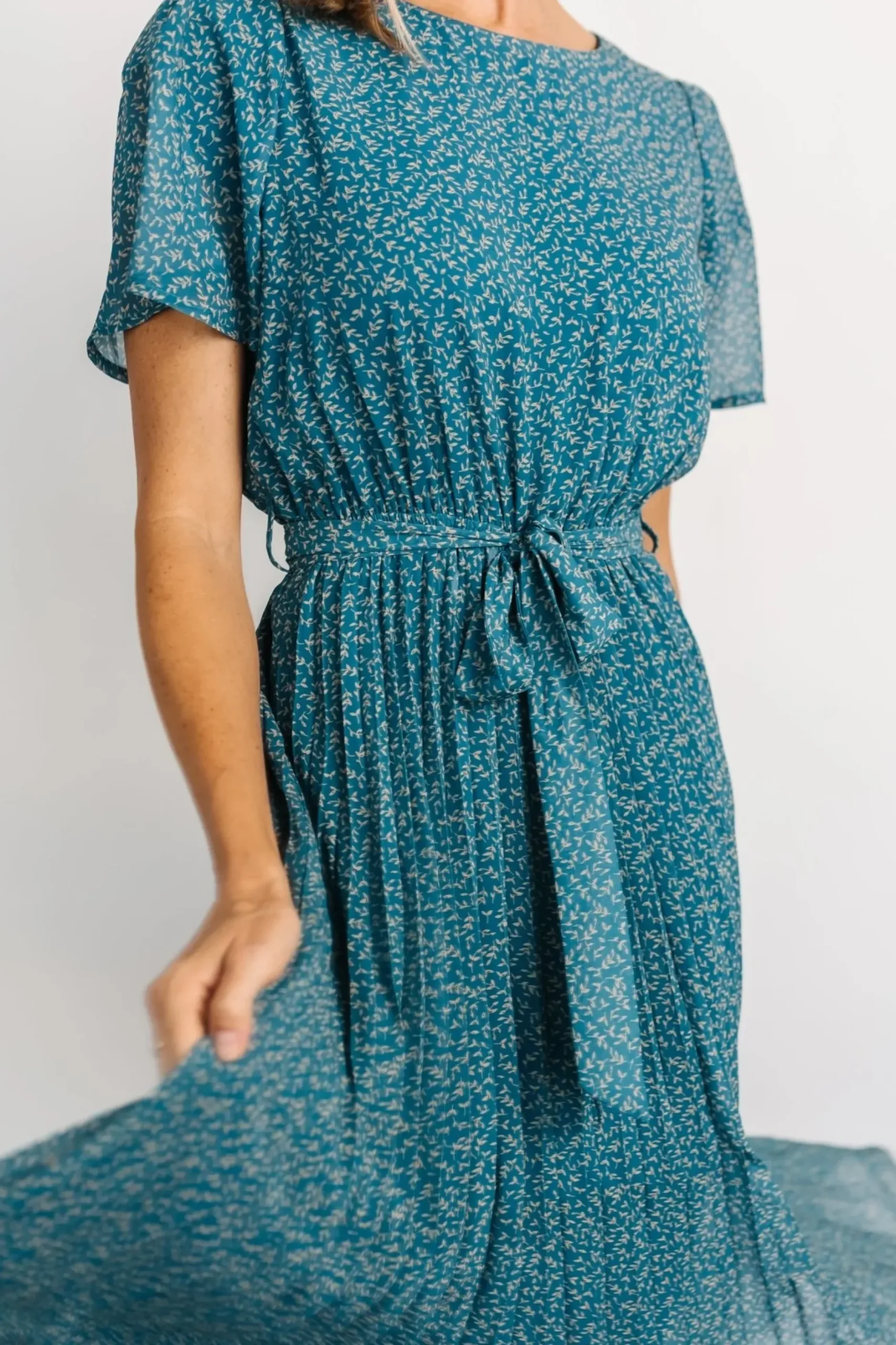 Baltic Born midi dresses|Prim Pleated Dress | Persian Blue Print