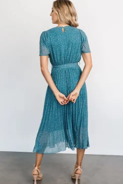 Baltic Born midi dresses|Prim Pleated Dress | Persian Blue Print
