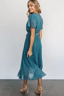 Baltic Born midi dresses|Prim Pleated Dress | Persian Blue Print