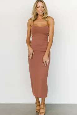 Baltic Born midi dresses|Ramsey Bodycon Tank Dress | Dusty Mauve