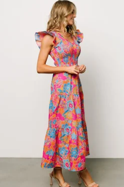 Baltic Born bump friendly|Ranchero Smocked Maxi Dress | Pink Multi