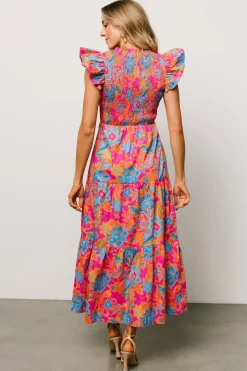 Baltic Born bump friendly|Ranchero Smocked Maxi Dress | Pink Multi