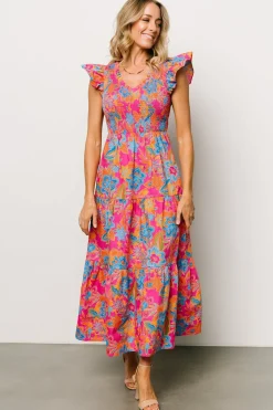 Baltic Born bump friendly|Ranchero Smocked Maxi Dress | Pink Multi