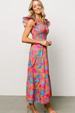 Baltic Born bump friendly|Ranchero Smocked Maxi Dress | Pink Multi