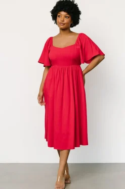 Baltic Born midi dresses|Raquel Back Tie Midi Dress | Red