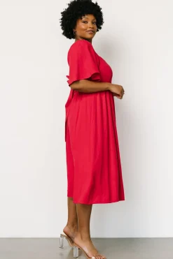 Baltic Born midi dresses|Raquel Back Tie Midi Dress | Red
