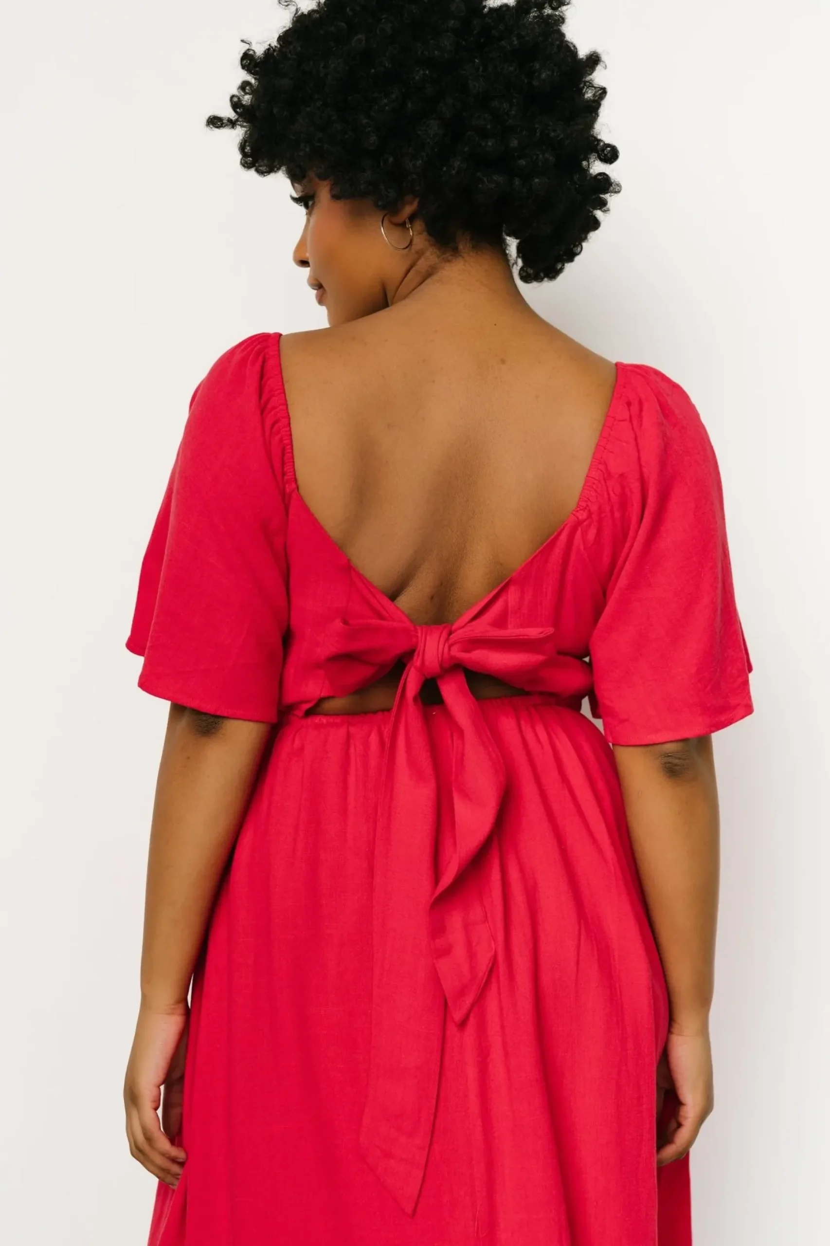 Baltic Born midi dresses|Raquel Back Tie Midi Dress | Red