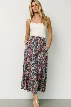 Baltic Born skirts|Reilly Maxi Skirt | Navy Flower Print