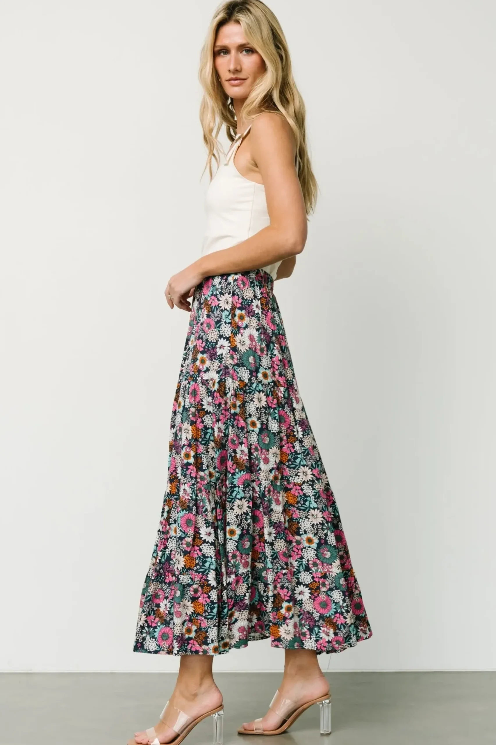 Baltic Born skirts|Reilly Maxi Skirt | Navy Flower Print