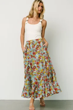 Baltic Born skirts|Reilly Maxi Skirt | Teal Flower Print