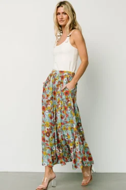 Baltic Born skirts|Reilly Maxi Skirt | Teal Flower Print