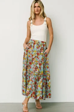 Baltic Born skirts|Reilly Maxi Skirt | Teal Flower Print