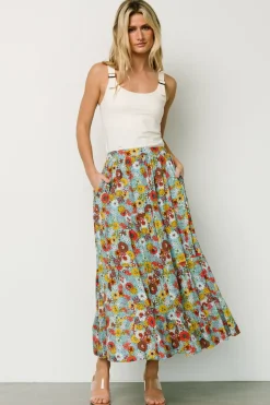 Baltic Born skirts|Reilly Maxi Skirt | Teal Flower Print