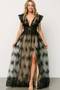 Baltic Born tulle styles|Rhea Tulle Maxi Dress | Black + Nude