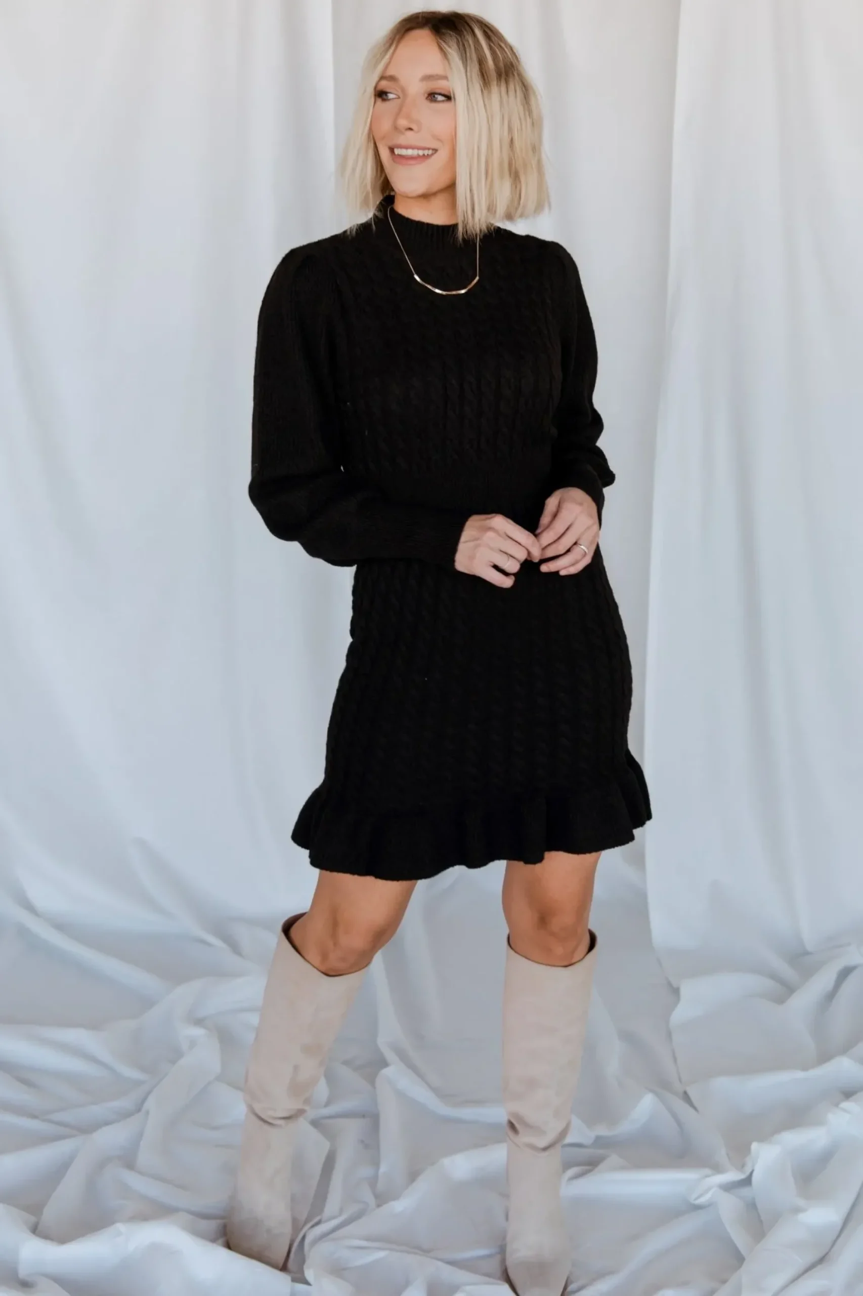 Baltic Born sweaters|Rhonda Sweater Dress | Black