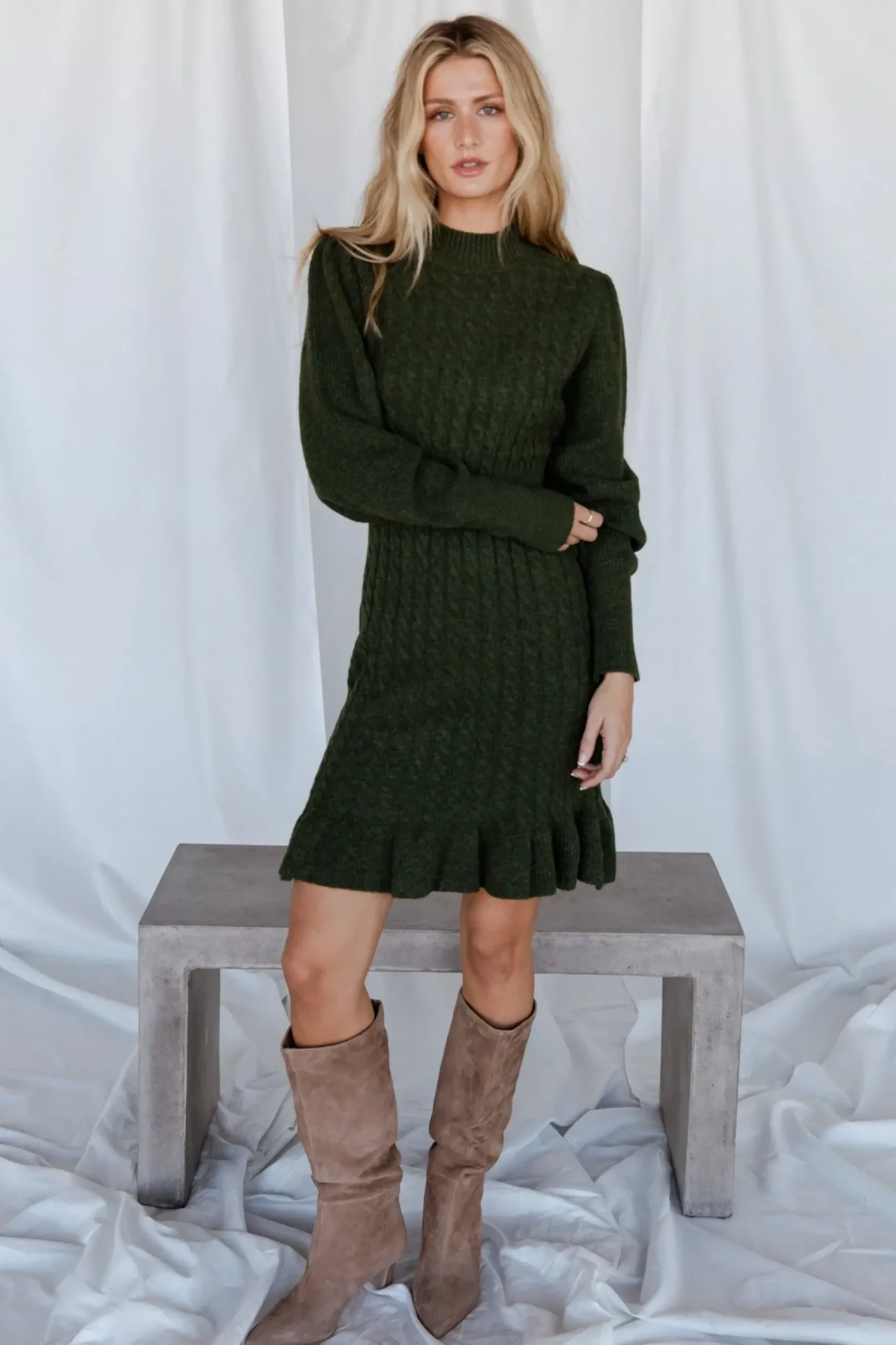 Baltic Born sweaters|Rhonda Sweater Dress | Deep Olive