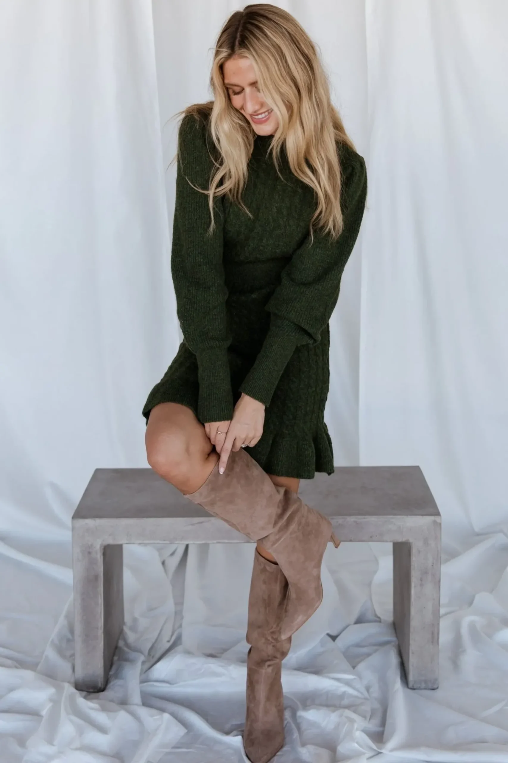 Baltic Born sweaters|Rhonda Sweater Dress | Deep Olive
