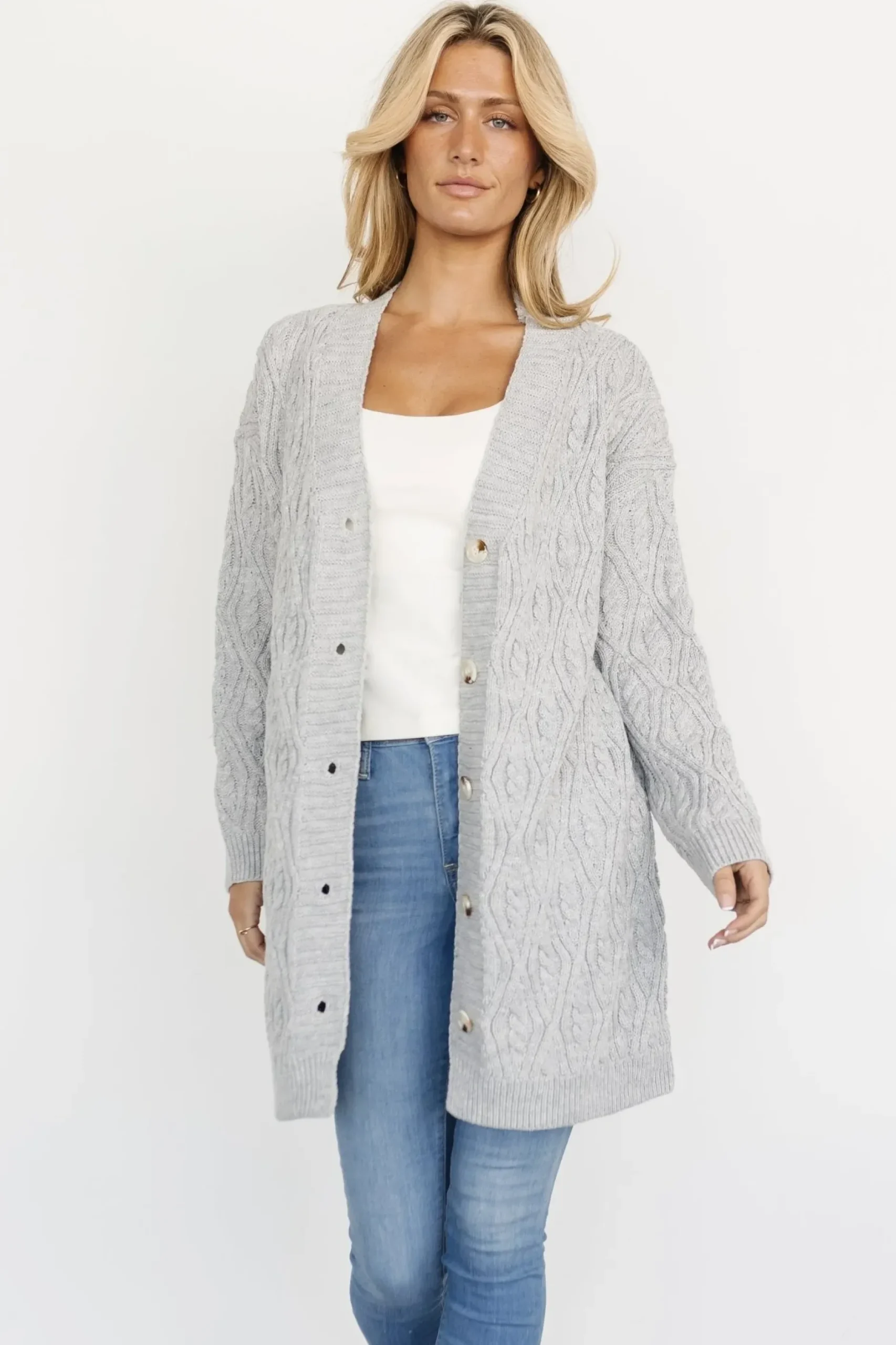 Baltic Born cardigans|Richey Cable Knit Cardigan | Gray