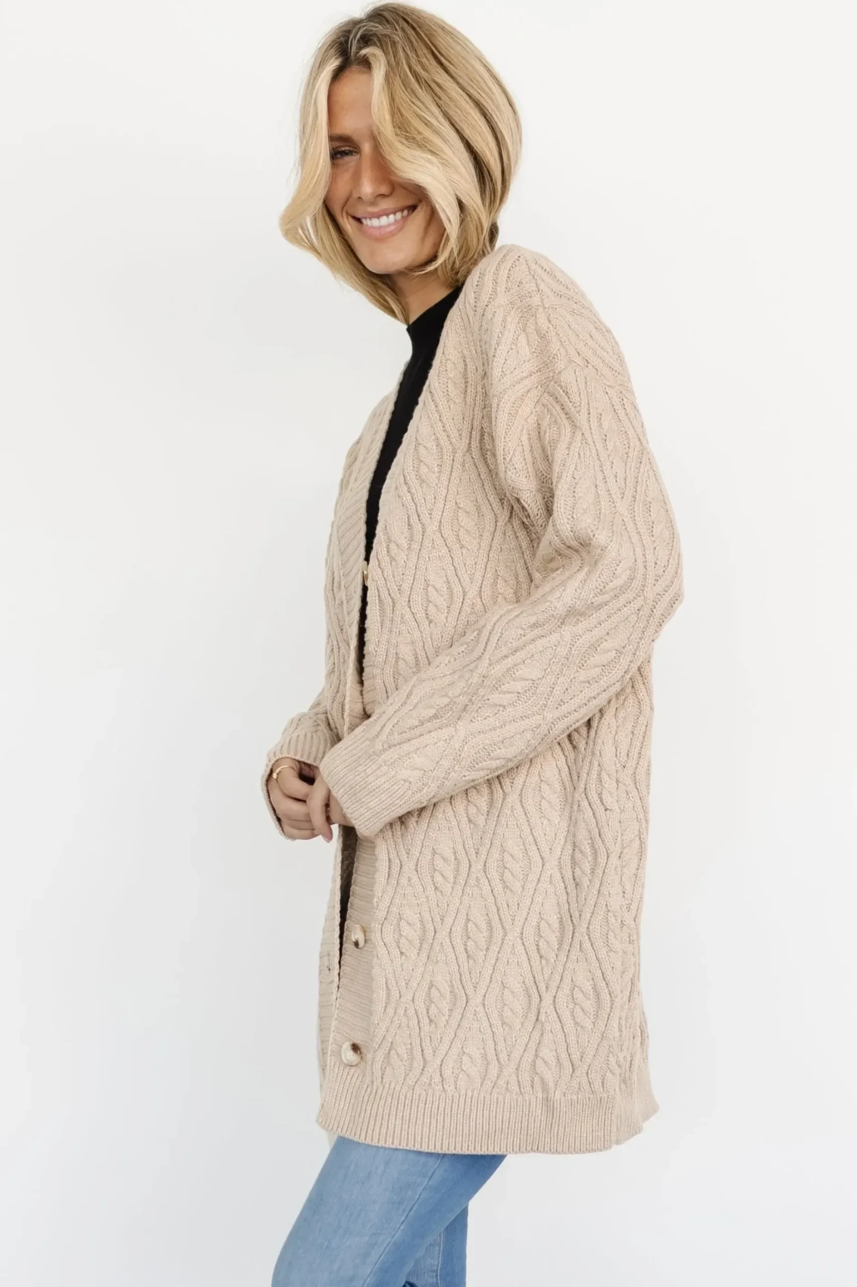 Baltic Born cardigans|Richey Cable Knit Cardigan | Gray