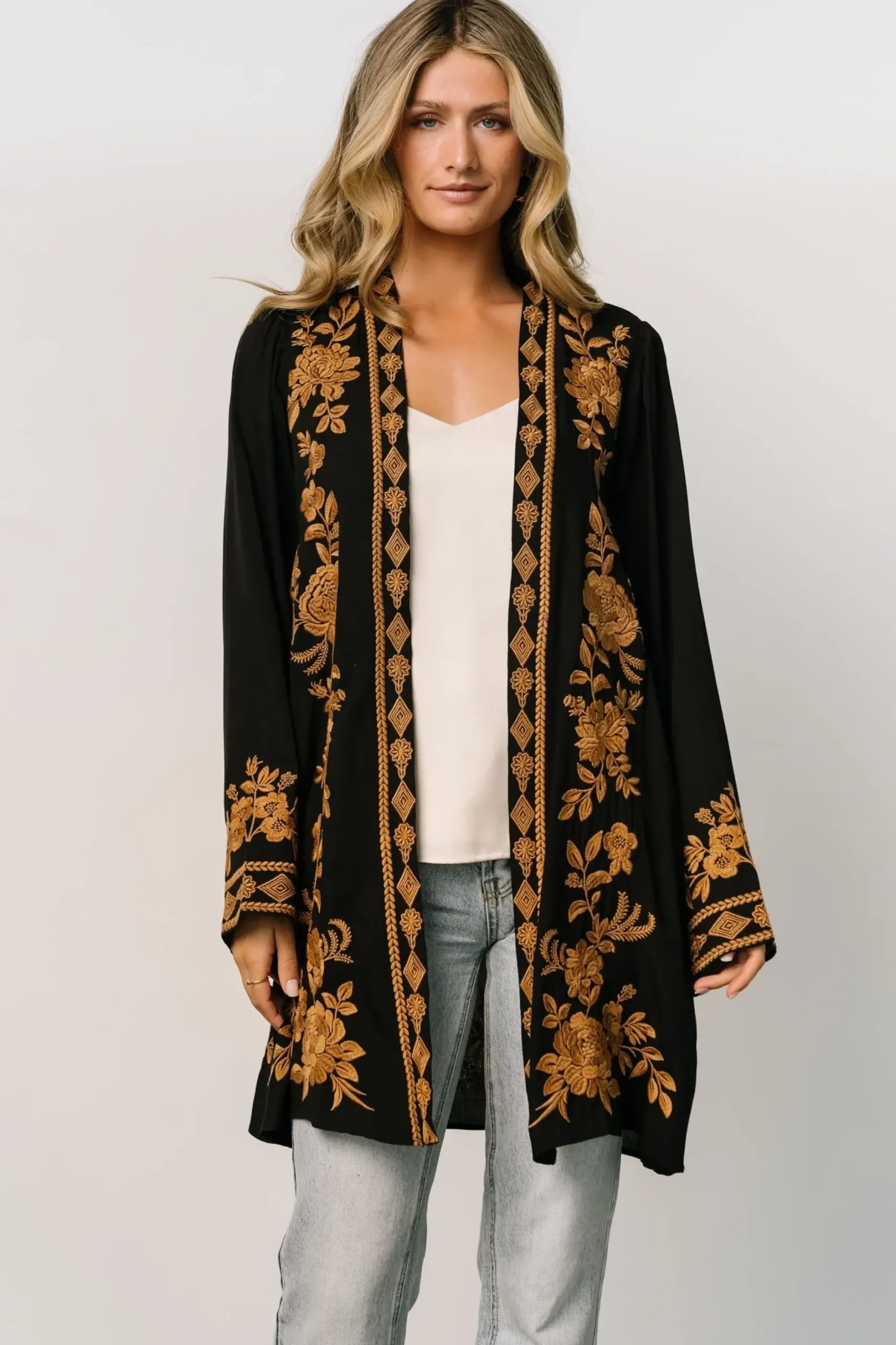 Baltic Born EXTENDED SIZING|Rigby Kimono | Black + Camel
