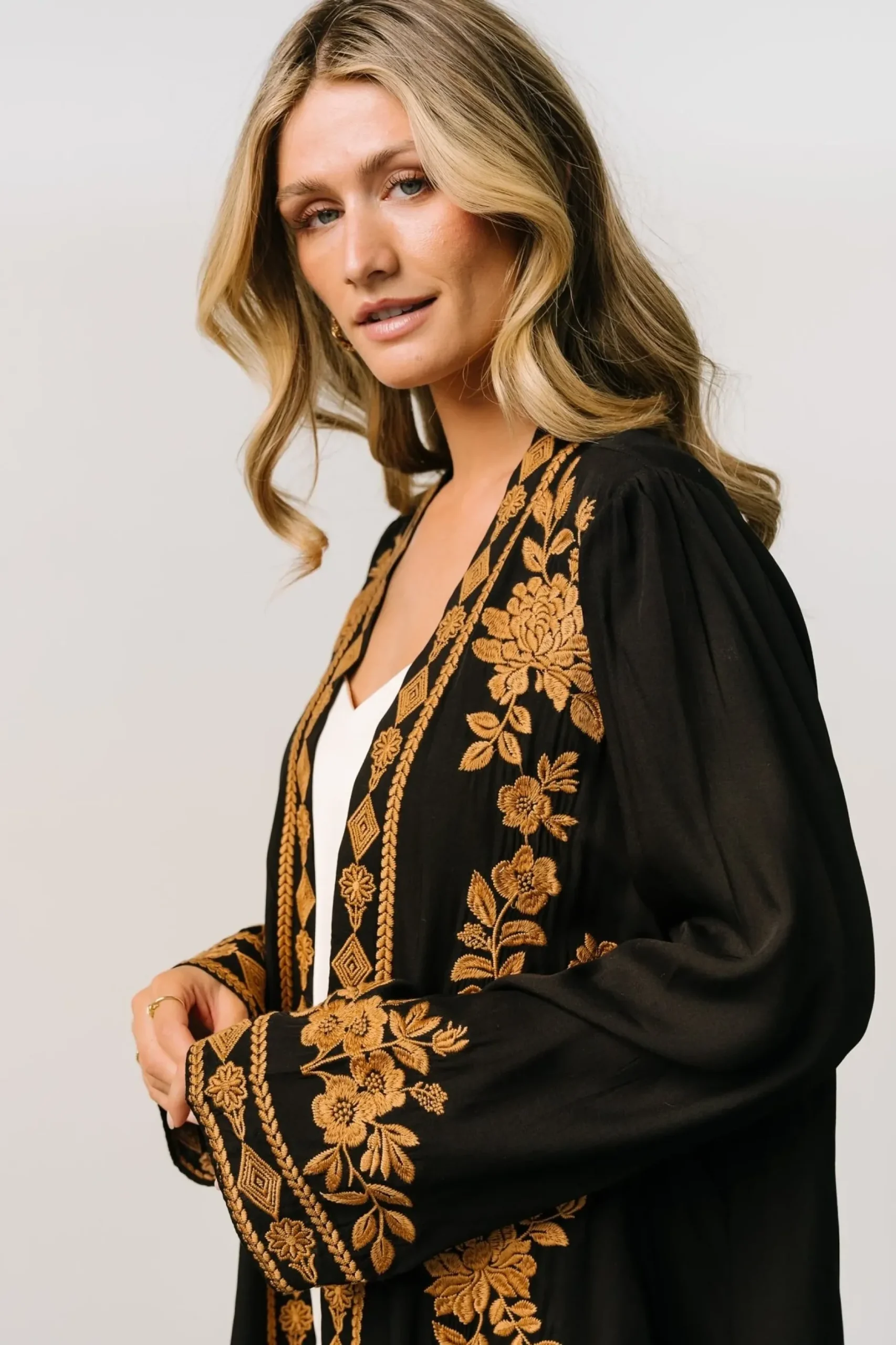 Baltic Born EXTENDED SIZING|Rigby Kimono | Black + Camel