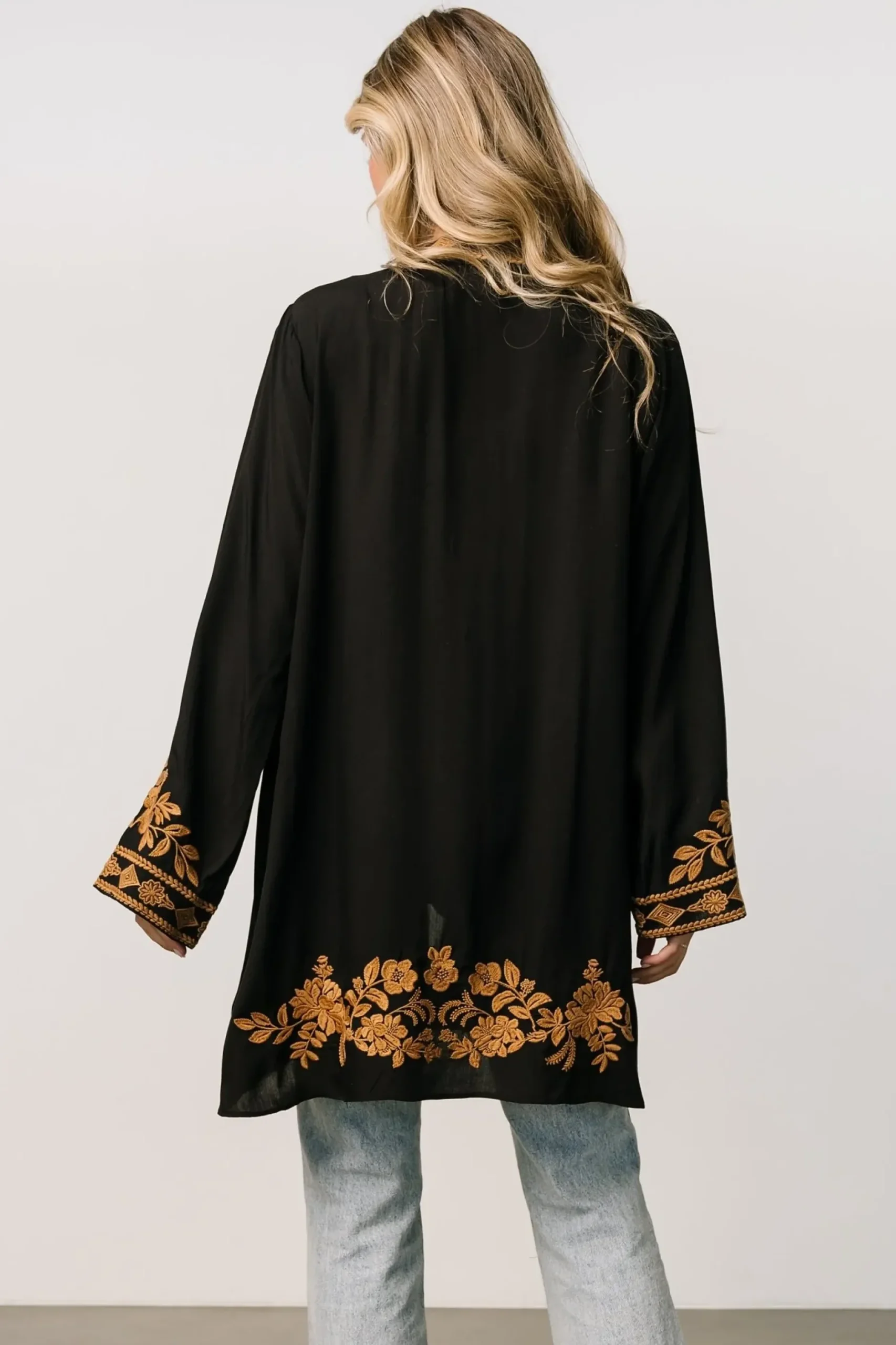 Baltic Born EXTENDED SIZING|Rigby Kimono | Black + Camel