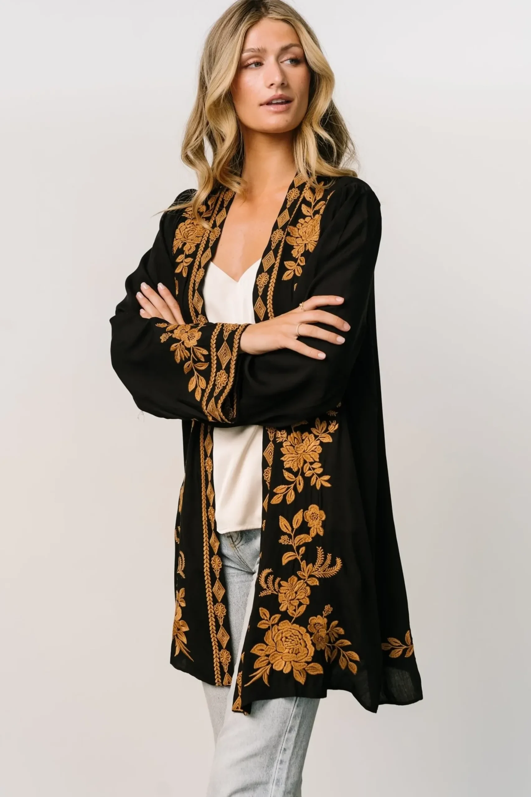 Baltic Born EXTENDED SIZING|Rigby Kimono | Black + Camel