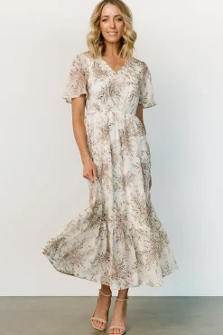 Baltic Born SALE|Roanoke Embossed Midi Dress | White Floral