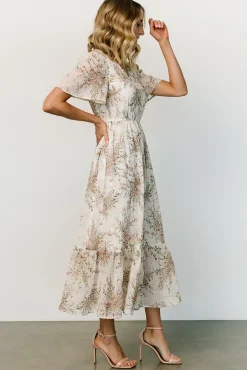 Baltic Born SALE|Roanoke Embossed Midi Dress | White Floral