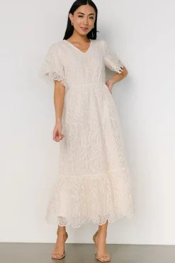 Baltic Born SALE|Roanoke Embossed Midi Dress | Vintage Cream