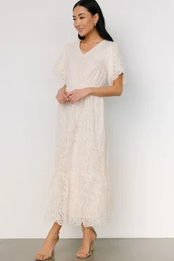 Baltic Born SALE|Roanoke Embossed Midi Dress | Vintage Cream