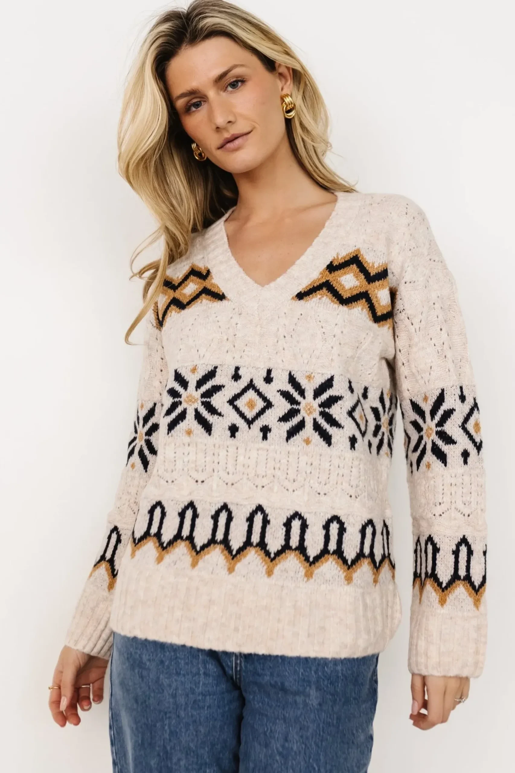 Baltic Born sweaters|Romely Pointelle Sweater | Beige Multi