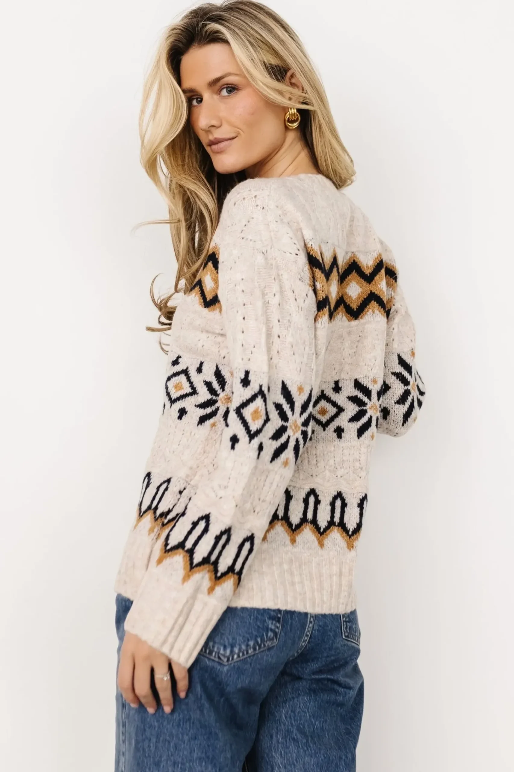 Baltic Born sweaters|Romely Pointelle Sweater | Beige Multi