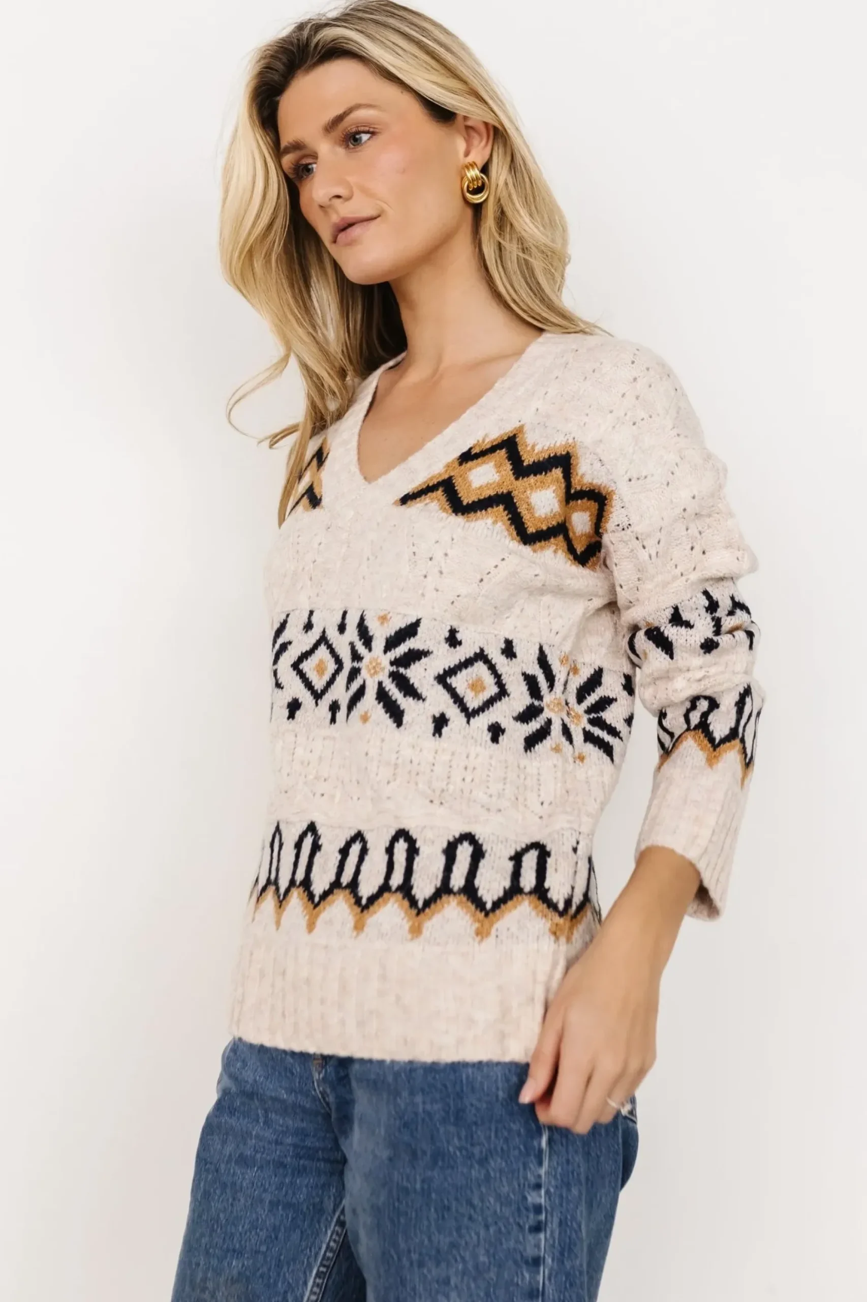 Baltic Born sweaters|Romely Pointelle Sweater | Beige Multi