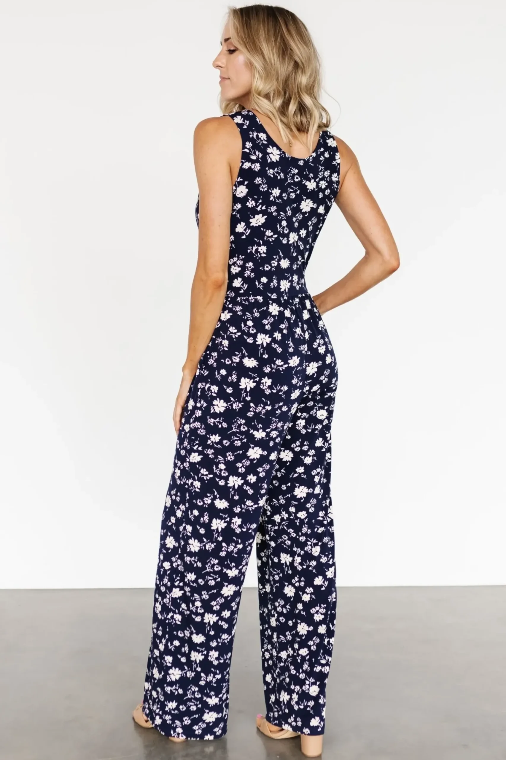 Baltic Born JUMPSUITS + ROMPERS|Rudie Sleeveless Jumpsuit | Dark Blue Floral