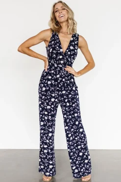 Baltic Born JUMPSUITS + ROMPERS|Rudie Sleeveless Jumpsuit | Dark Blue Floral
