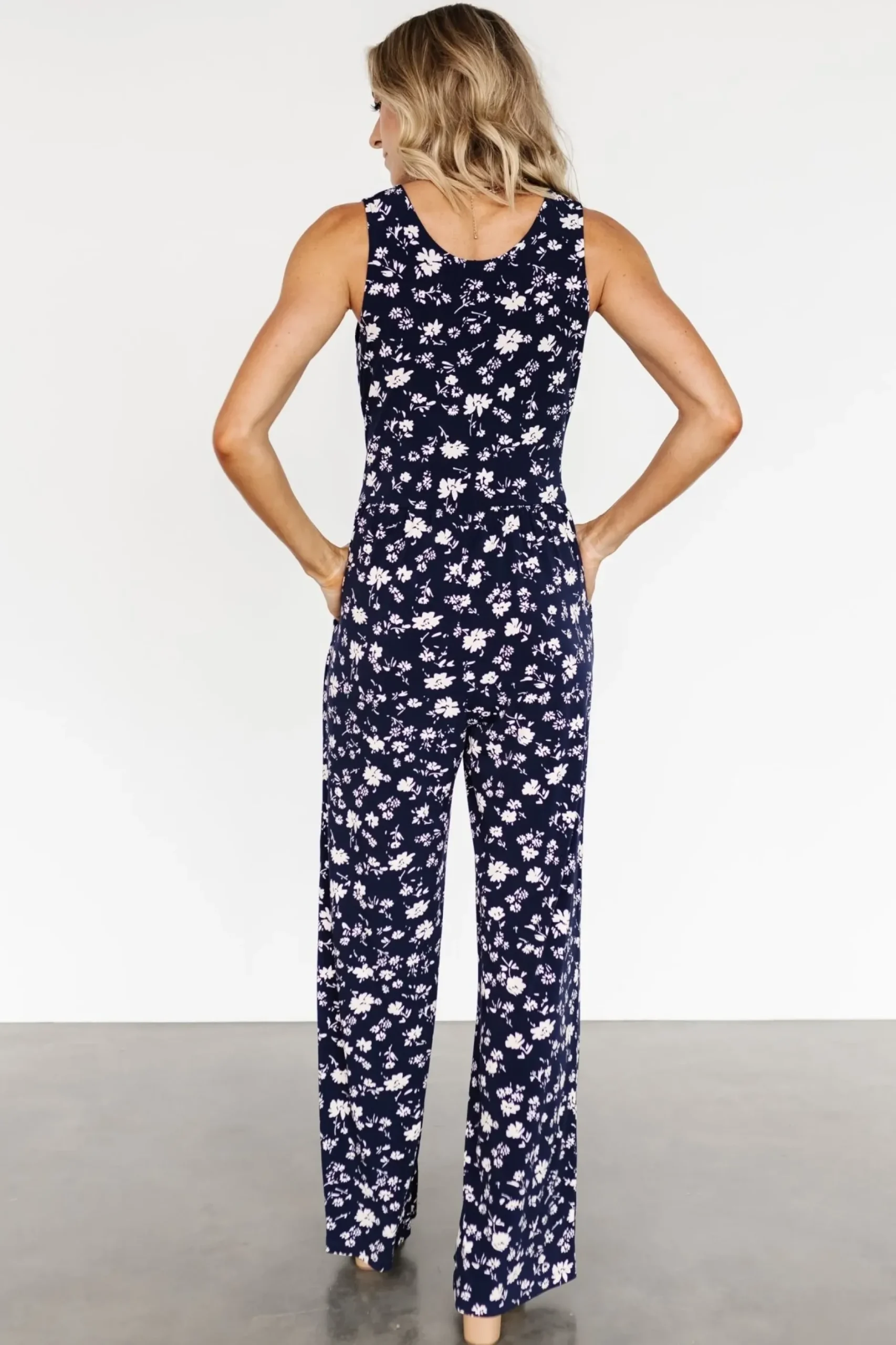 Baltic Born JUMPSUITS + ROMPERS|Rudie Sleeveless Jumpsuit | Dark Blue Floral