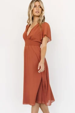 Baltic Born midi dresses|WEDDING SUITE|Sarah Smocked Midi Dress | Terracotta