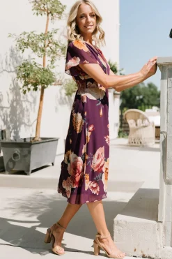 Baltic Born midi dresses|WEDDING SUITE|Sarah Smocked Midi Dress | Eggplant Floral